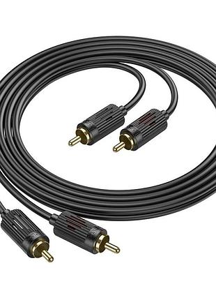 Аудіо-кабель тюльпан hoco upa29 jack 3.5 на 2 rca to 2 rca 1m. чорний