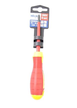 Викрутка - хрестова діелектрична 1*80 vde 1000b "molder" (мт35105) (12шт/уп)