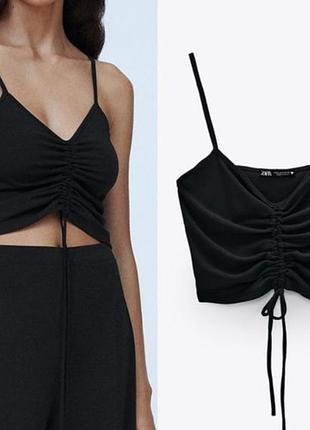 Майка zara  на тонких бретелях зав''язкою з переду