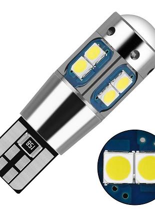 Світлодіод 12-24v т10 canbus білий smd 10-3030 +лінза 600lm №1