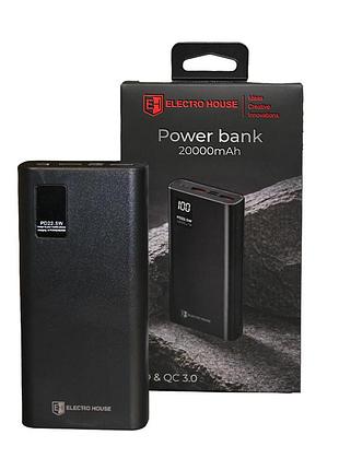 Портативный аккумулятор 20000 mah, черный