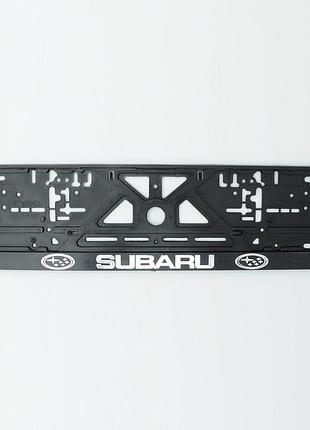 Рамка номера subaru "защелка" 3d надпись хромированный (полип./гибкий морозостойкий)