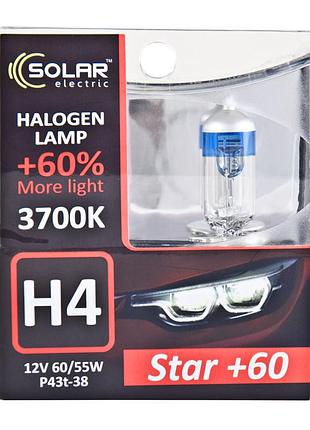 Лампа 12v h4 60/55w + 60% starlight "solar" (box-2шт) (1234s2) (10шт/уп)