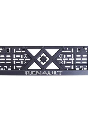 Рамка номера renault "защелка" 3d надпись хромированный (полип./гибкий морозостойкий)