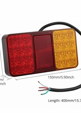 Задний фонарь прямоугольный 12/24v (150*80*25мм) led-24 стоп/поворот/габарит e-575/sq-0024 (2шт/уп)