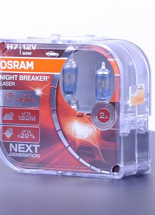 Лампа 12v h7 55w +150% night laser "osram" (box-2шт) (64210 nl-box) (красная уп) акция