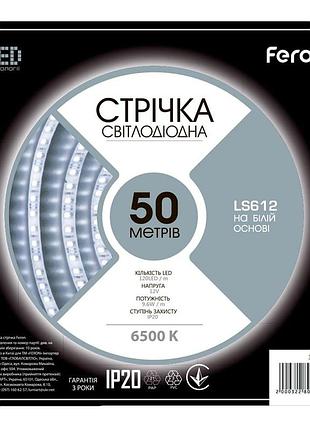 Світлодіодна стрічка feron ls612 12в 9.6вт/м 50м білий