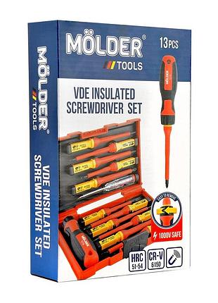 Набір викруток діелектричних 12од.+1індикаторна vde 1000b "molder" (мт35213) пласт.бокс (12шт/уп)