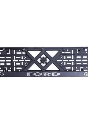Рамка номера ford "защелка" 3d надпись хромированный (полип./гибкий морозостойкий)