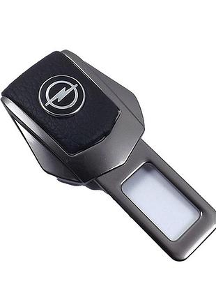 Заглушка ремня безопасности металл "opel" (1шт) цинк.сплав + кожа (тип no2) графит