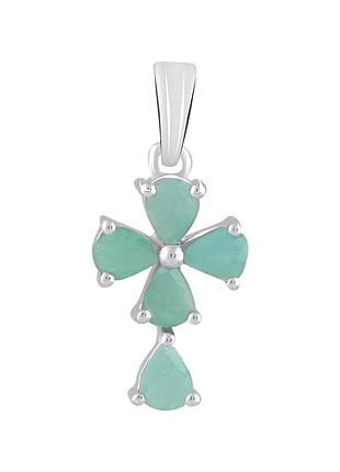 Срібний хрестик proba зі смарагдом 1.385ct (2113355)