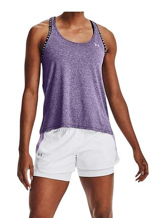 Жіноча спортивна майка under armour knockout mesh back tank у фіолетовому (бузковому) кольорі меланж.