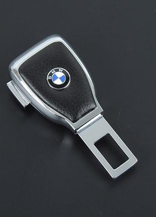 Заглушка ременя безпеки метал "bmw" (1шт) цинк.сплав + шкіра + вхід під ремінь (№5)