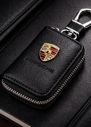 Чохол для ключів з карабіном porsche (шкіра)