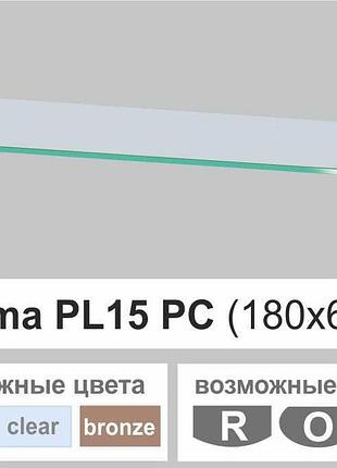 Скляна полиця настінна навісна універсальна прямокутна commus pl15 pc (180х600х8мм)
