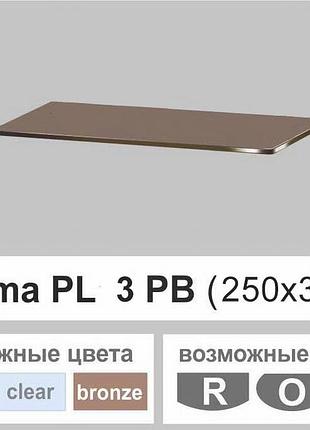 Скляна полиця настінна навісна універсальна прямокутна commus pl3 pb (250х360х8мм)
