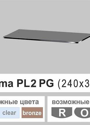 Поличка зі скла настінна навісна універсальна прямокутна commus pl2 pg (240х350х6мм)