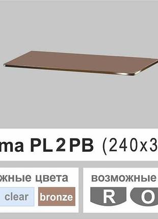 Поличка скляна настінна навісна універсальна прямокутна commus pl2 pв (240х350х6мм)