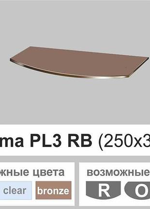 Полиці скло настінні навісні радіусні commus pl3 rb (250х360х8мм)