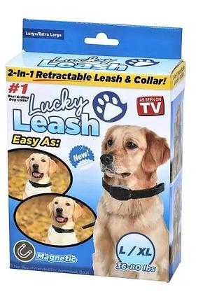 Поводок ошейник lucky leash l/xl l=1.4m до 15кг (поводок, встроенный в ошейник)