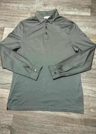Мужское лёгкое поло autograph , размер l , 100% хлопок smokey green .
