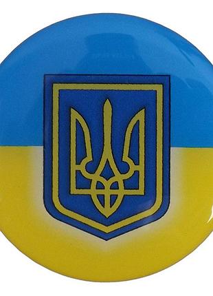 Наклейка силиконовая "герб" круглый сине-желтая (d-6см) (1шт)