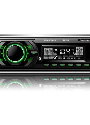 Автомагнітола fantom fp-316 (black/green)/usb/sd//посил. кач.звука/bluetooth 4x50w