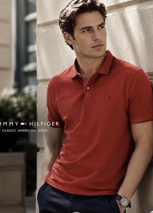 Tommy hilfiger чоловіча футболка поло, червоне поло