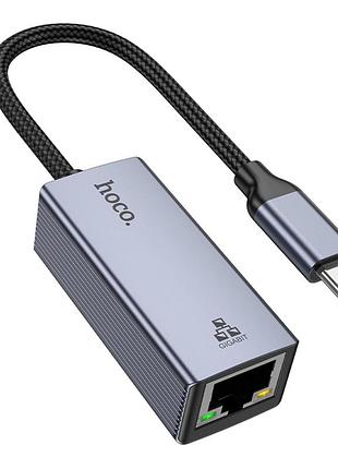 Переходник hoco ua37 type-c to ethernet adapter (1000 mbps/1gbit) серый