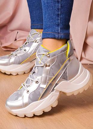 Ботинки женские fashion rowan 2395 37 размер 24 см серебряный