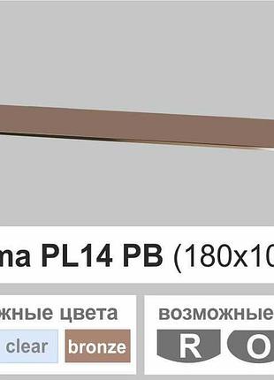 Скляна полиця настінна навісна універсальна прямокутна commus pl14 pb (180х1000х8мм)