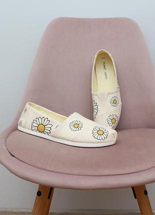 Эспадриллы в ромашки Toms оригинал на стопу 26 см