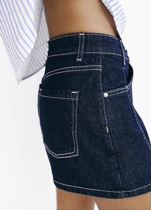 Cтильнa джинсовa спідниця-шорти з запахом zara/зара. 2