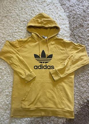 Гірчичне худі adidas з великим логотипом (оригінал, розмір м)