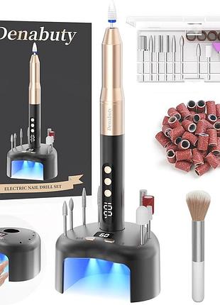 Фрезер для маникюра denabuty dn-2602 аккумуляторный с базой и насадками, usb nail drill набор