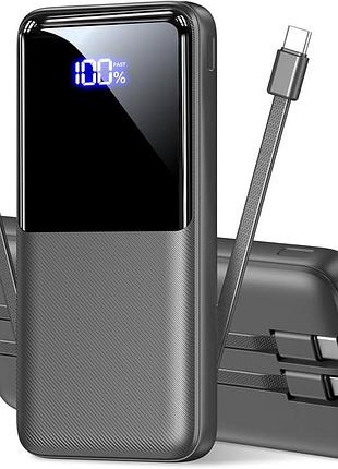Power bank pb-08 20000mah pd 22.5w з вбудованими кабелями та led-дисплеєм (б/в)