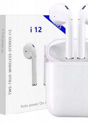 Бездротові навушники i12 tws bluetooth 5.3 сенсорні з кейсом (нові)