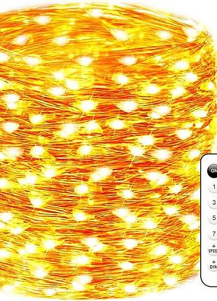 Led гирлянда “капля росы” usb 10 м 100 led с пультом управления теплый белый