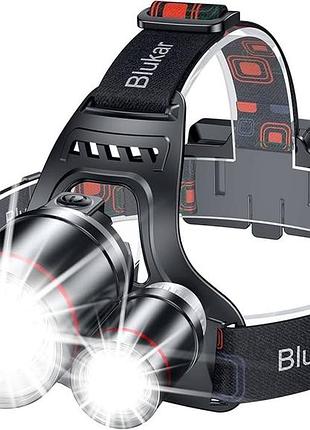 Налобный фонарь blukar k9116 аккумуляторный 8000lm, 3 led, зум, 5 режимов, водозащита