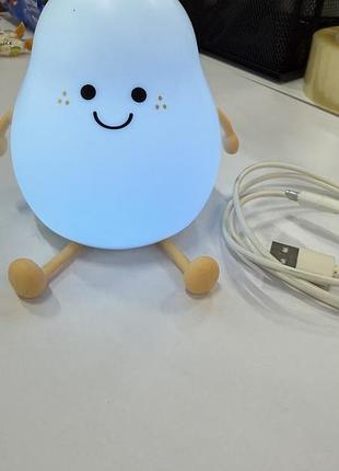 Дитячий нічник груша силіконовий rgb, led лампа, usb, сенсорний, б/у