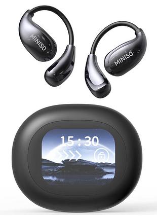 Miniso wireless earbuds ms189 bluetooth 5.4 бездротові навушники з зарядним кейсом та екраном black