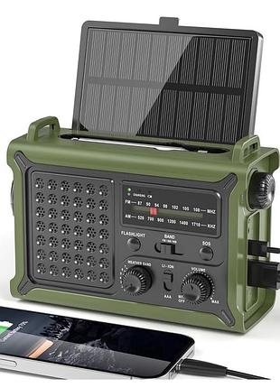 Аварійне туристичне радіо 5-в-1 із сонячною панеллю та power bank | fm/am/wb sos ліхтар 🔦📻