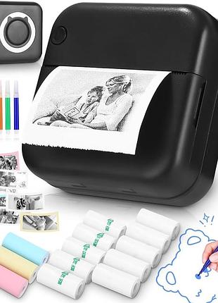 Портативний міні термопринтер bluetooth mini printer для телефону чорний