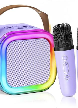 Детская караоке колонка k12 с беспроводным микрофоном bluetooth rgb подсветка (новая)