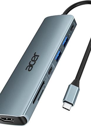 Usb-c хаб acer 7-в-1 odk360 | hdmi, usb 3.0, sd/tf, pd | оригінал