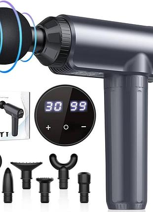 Масажний пістолет для тіла massage gun jx-703s, 6 насадок, дисплей, стан нового