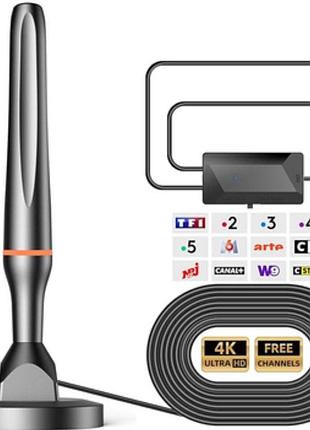 Комнатная цифровая антенна tv aerial portable 4k / full hd, с усилителем сигнала, dvb-t2