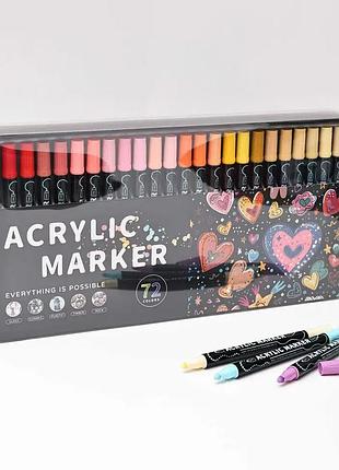 Набор акриловых маркеров 72 цвета acrylic marker для стекла, дерева, камня, пластика