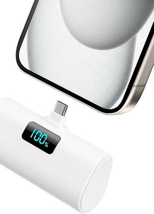 Портативний power bank hx45h9 5200 mah usb-c з цифровим дисплеєм білий (легке б/в)