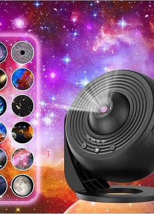 Проектор звездного неба galaxy projector 12 дисков, ночник-проектор с usb, черный